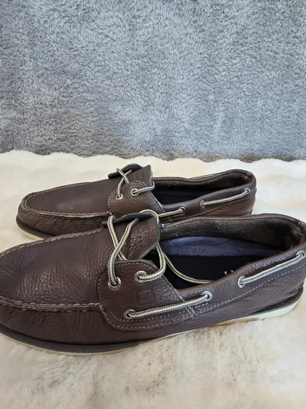 Sperry Top-Sider Leeward 2-Eye Salt Wash Grey Leather Mens Boat Shoe Size 13 NEW